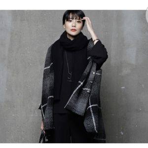 Gorgeous Check Patterns Poncho Style Coat